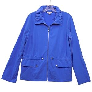Laura Ashley Jacket Golf Full/Zip Lightweight Convertible/Sleeve Blue Sz L